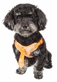 Pet Life 'Bonatied' Mesh Reversible And Breathable Adjustable Dog Harness W/ Designer Neck Tie (Color: Orange)