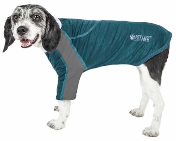 Pet Life Active 'Chewitt Wagassy' 4-Way Stretch Performance Long Sleeve Dog T-Shirt (Color: Teal)