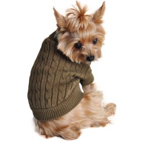 Dog Cable Knit 100% Cotton Sweater (Color: Herb Green, size: large)