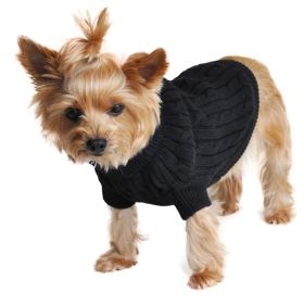 Dog Cable Knit 100% Cotton Sweater (Color: Jet Black, size: large)