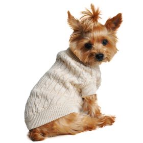 Dog Cable Knit 100% Cotton Sweater (Color: Oatmeal, size: medium)